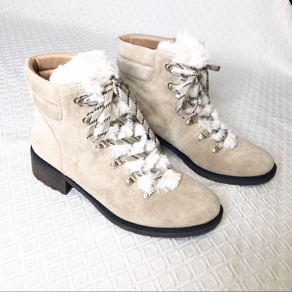 Sam Edelman Darrah Suede & Fur Sherpa Ankle Boots - Picture 3 of 8